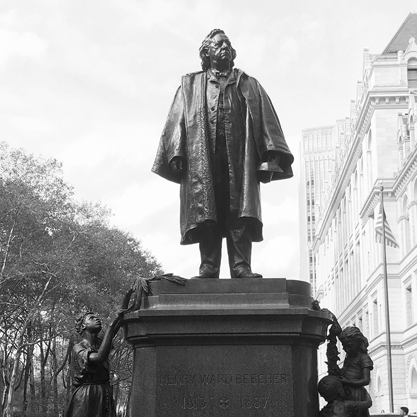 the Henry Ward Beecher Monument in Brooklyn