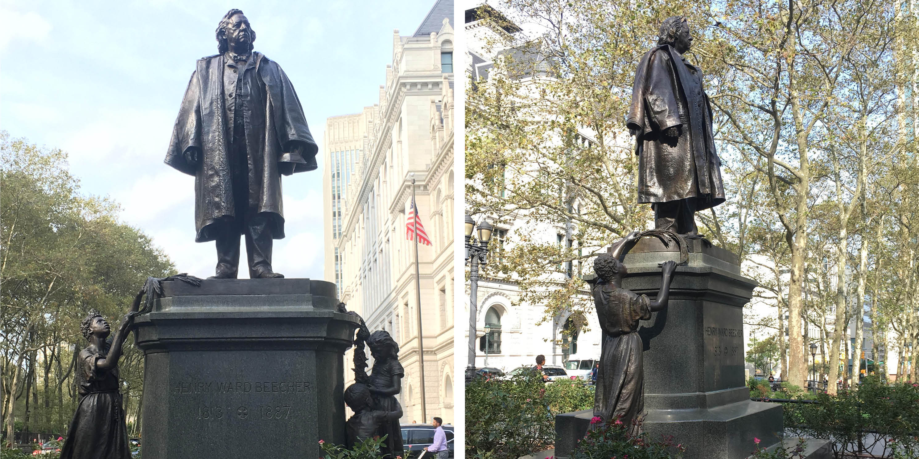 the Henry Ward Beecher Monument in Brooklyn