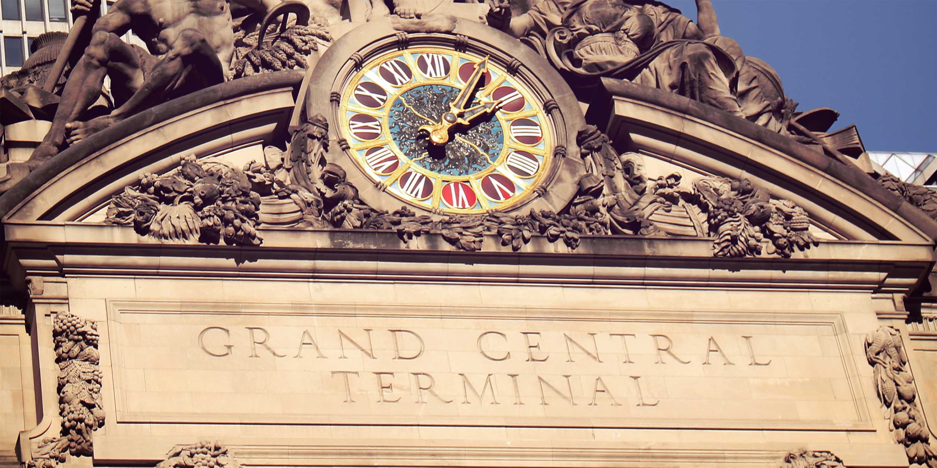 ornate clock on the exterior of Grand Central Terminal