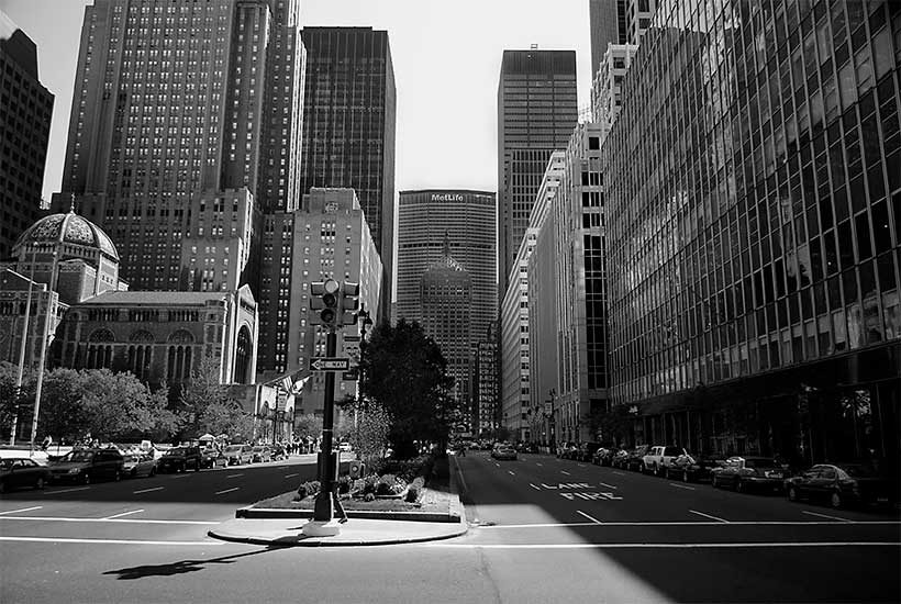 Looking down Park Avenue with Met Life Building in the background