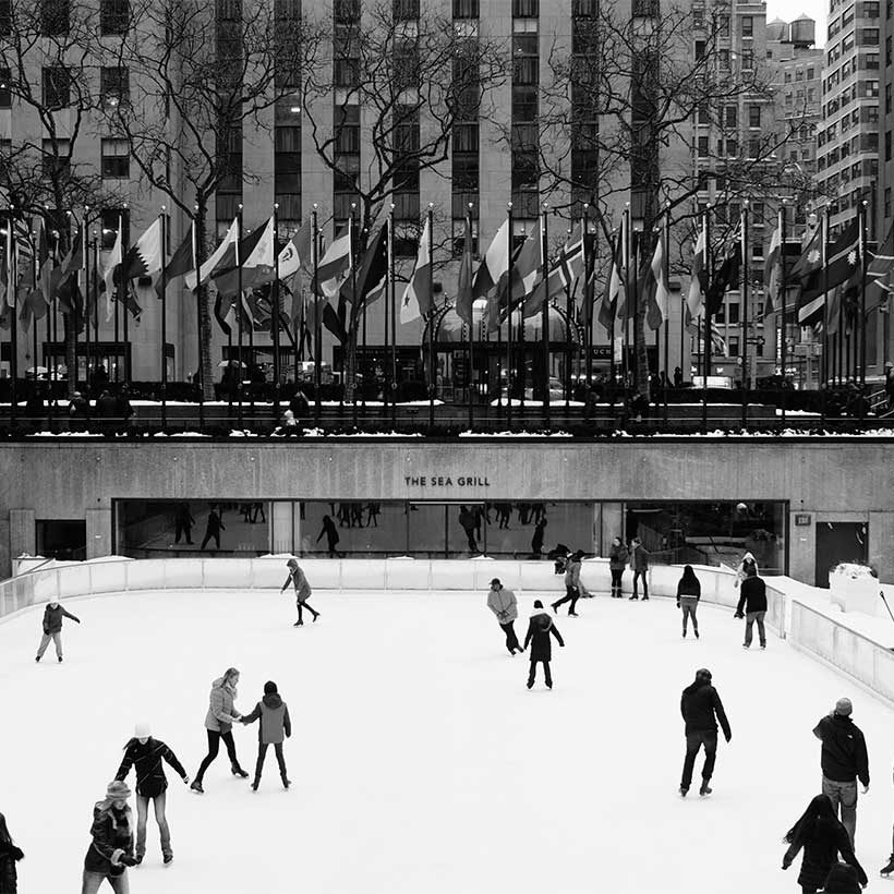 skaters at the ice rink in Rockefeller Center