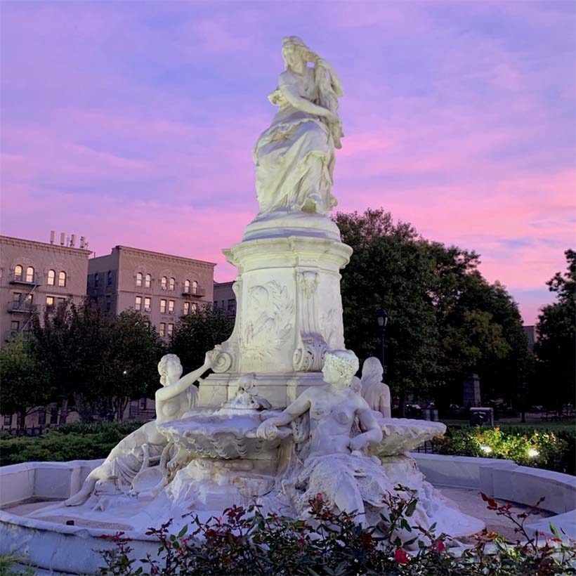 Heinrich Heine Fountain at sunset