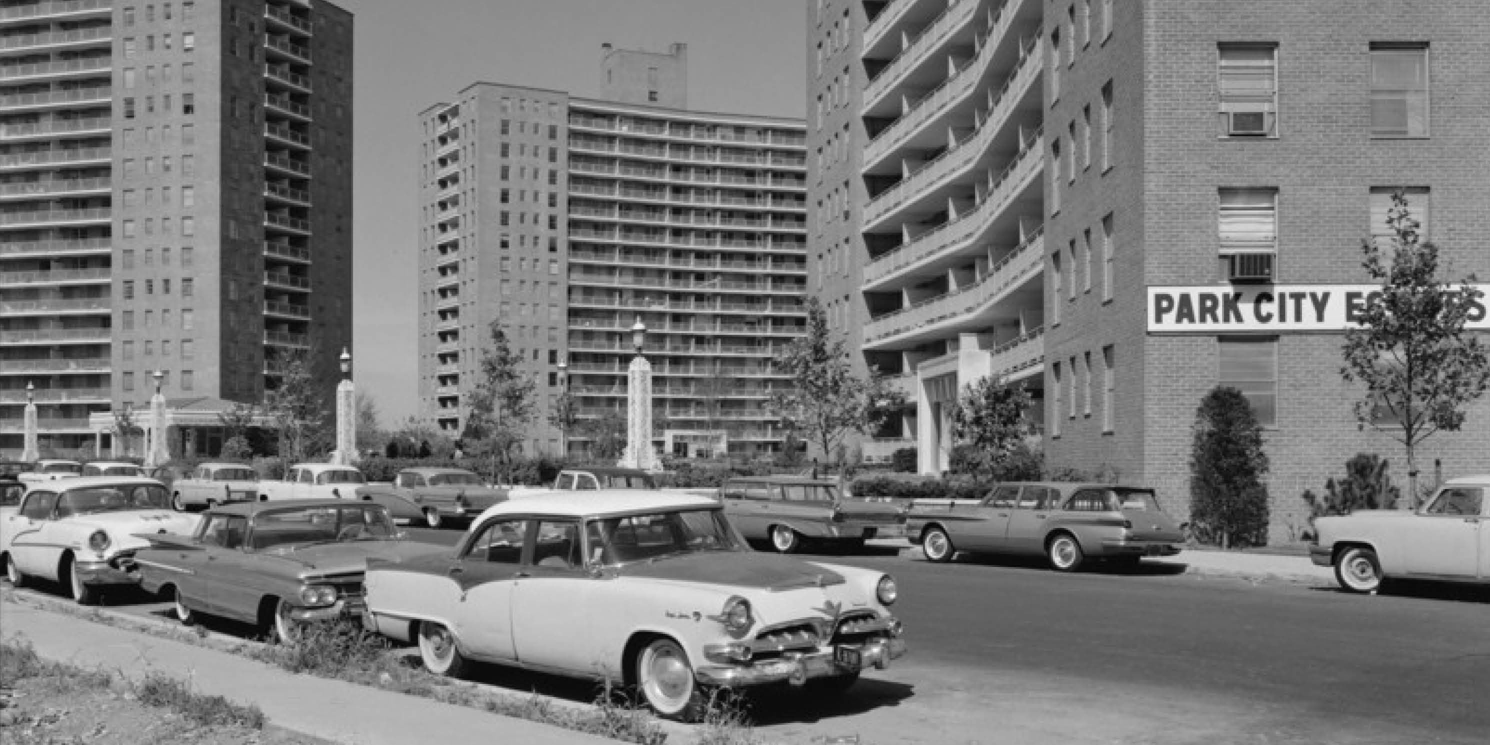 archival photo of new apartment towers in Queens