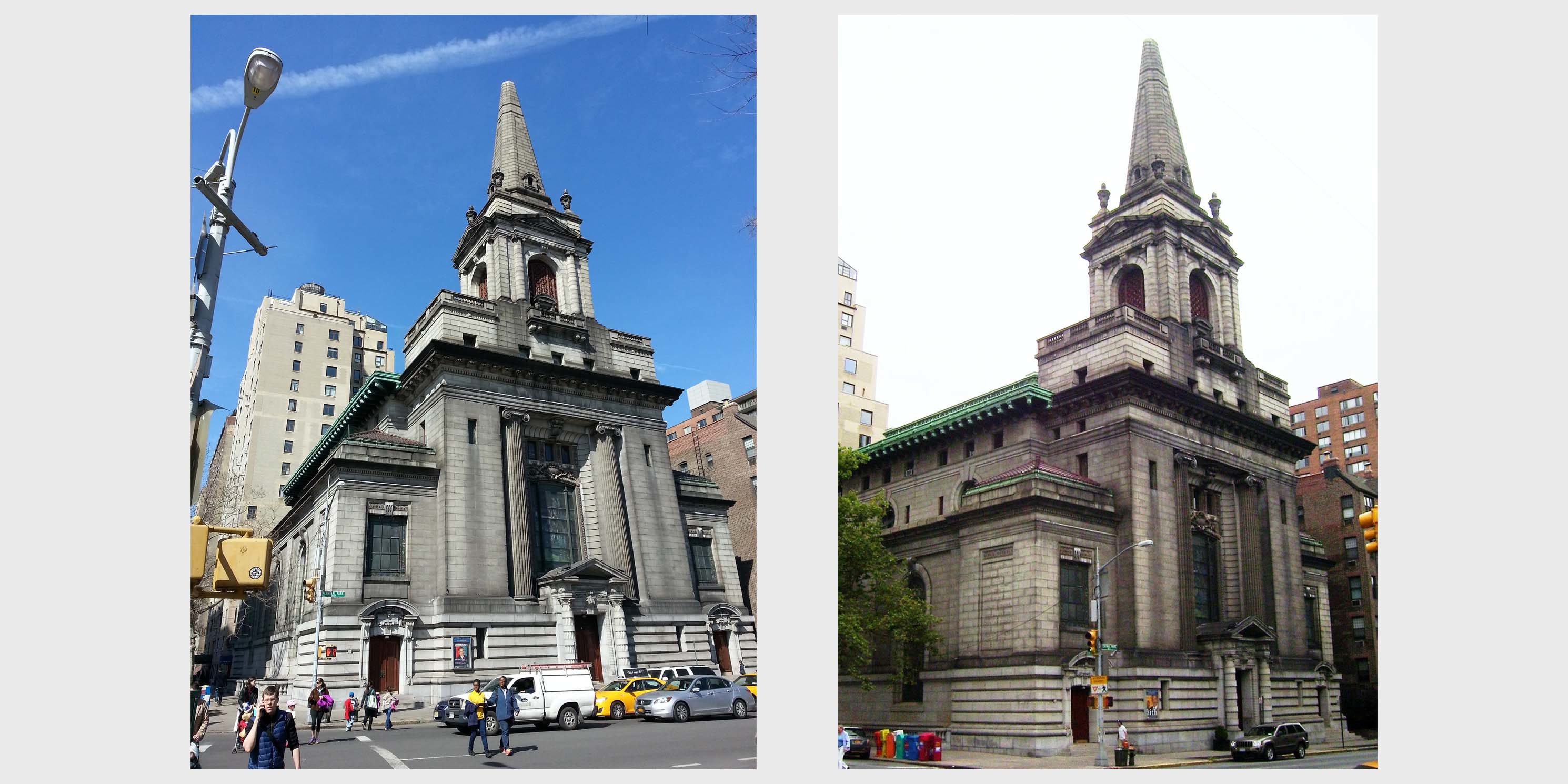 exterior of the First Church of Christian Science at 361 Central Park West in Manhattan