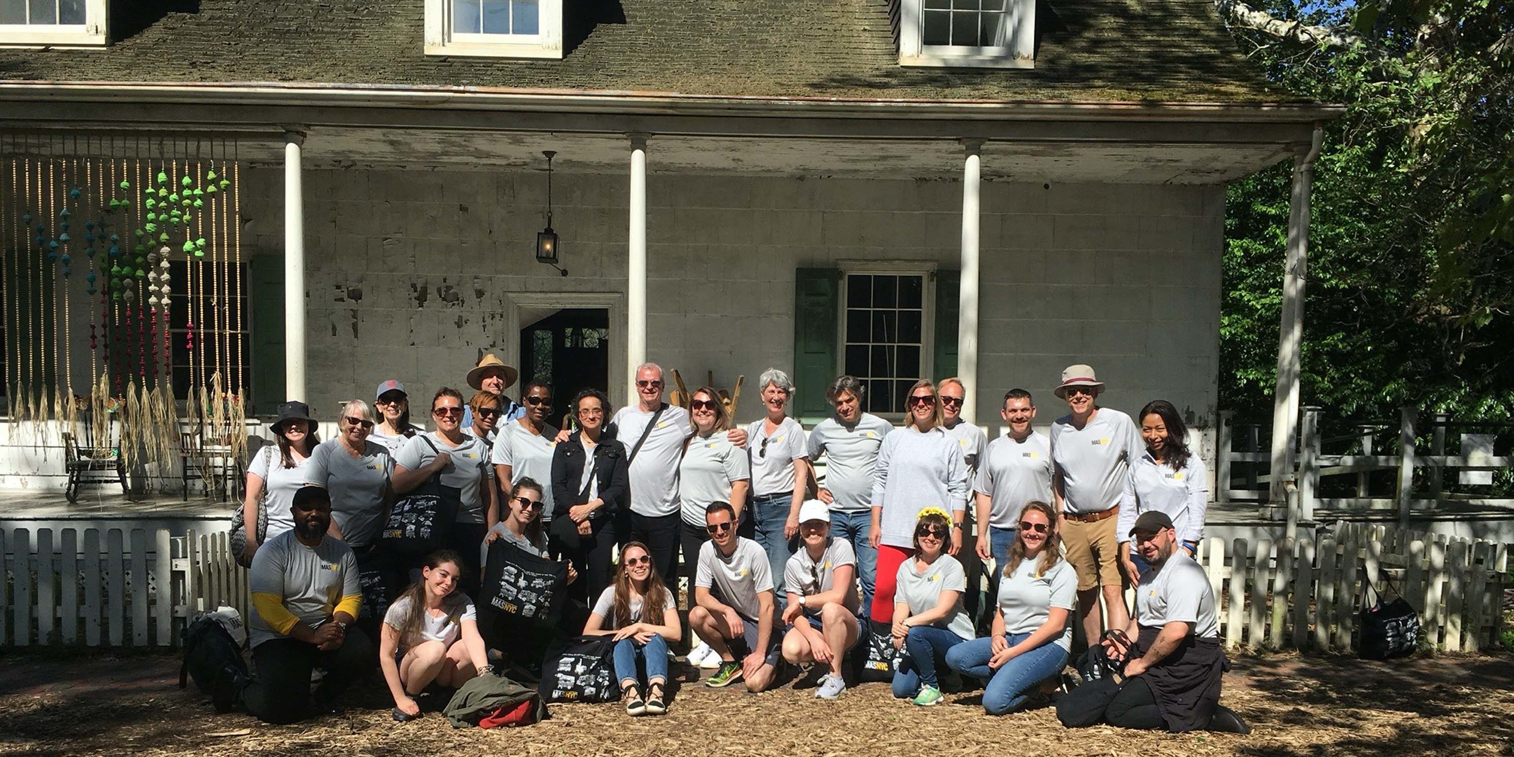 Municipal Art Society of New York staff group photo in front of Lefferts House in Prospect Park