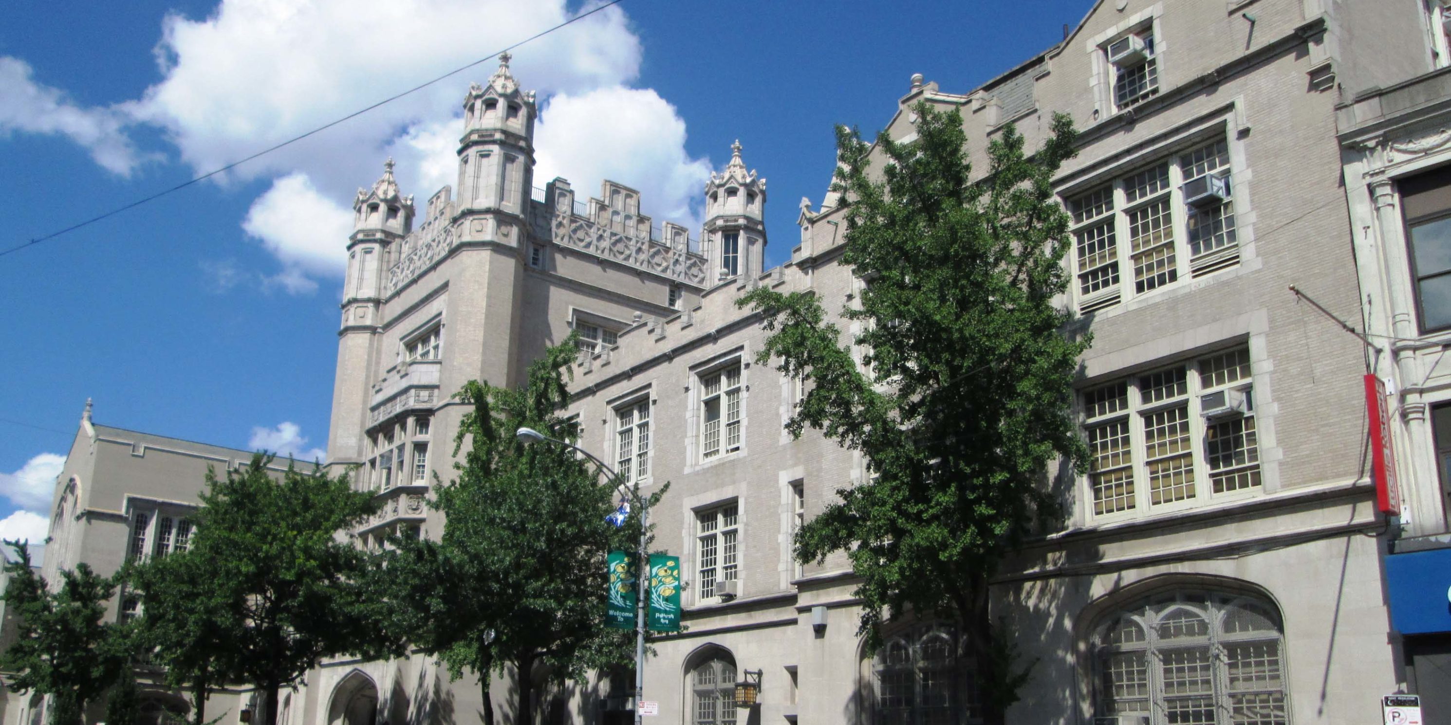 exterior of Erasmus Hall High School in Brooklyn