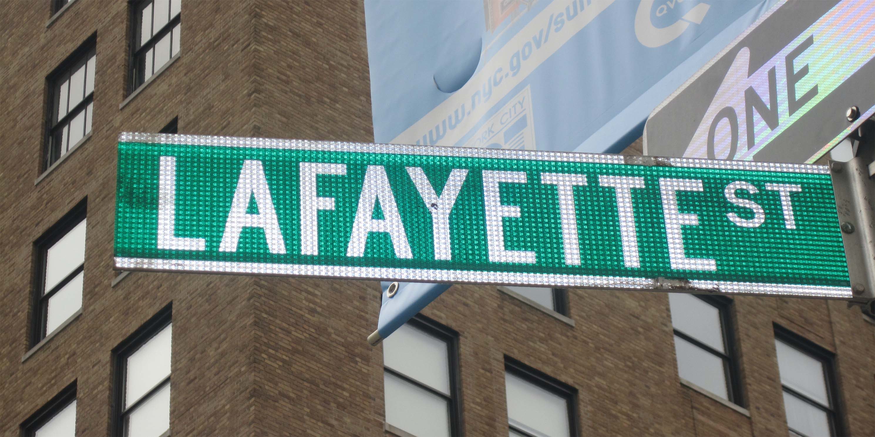 sign for Lafayette Street in Manhattan