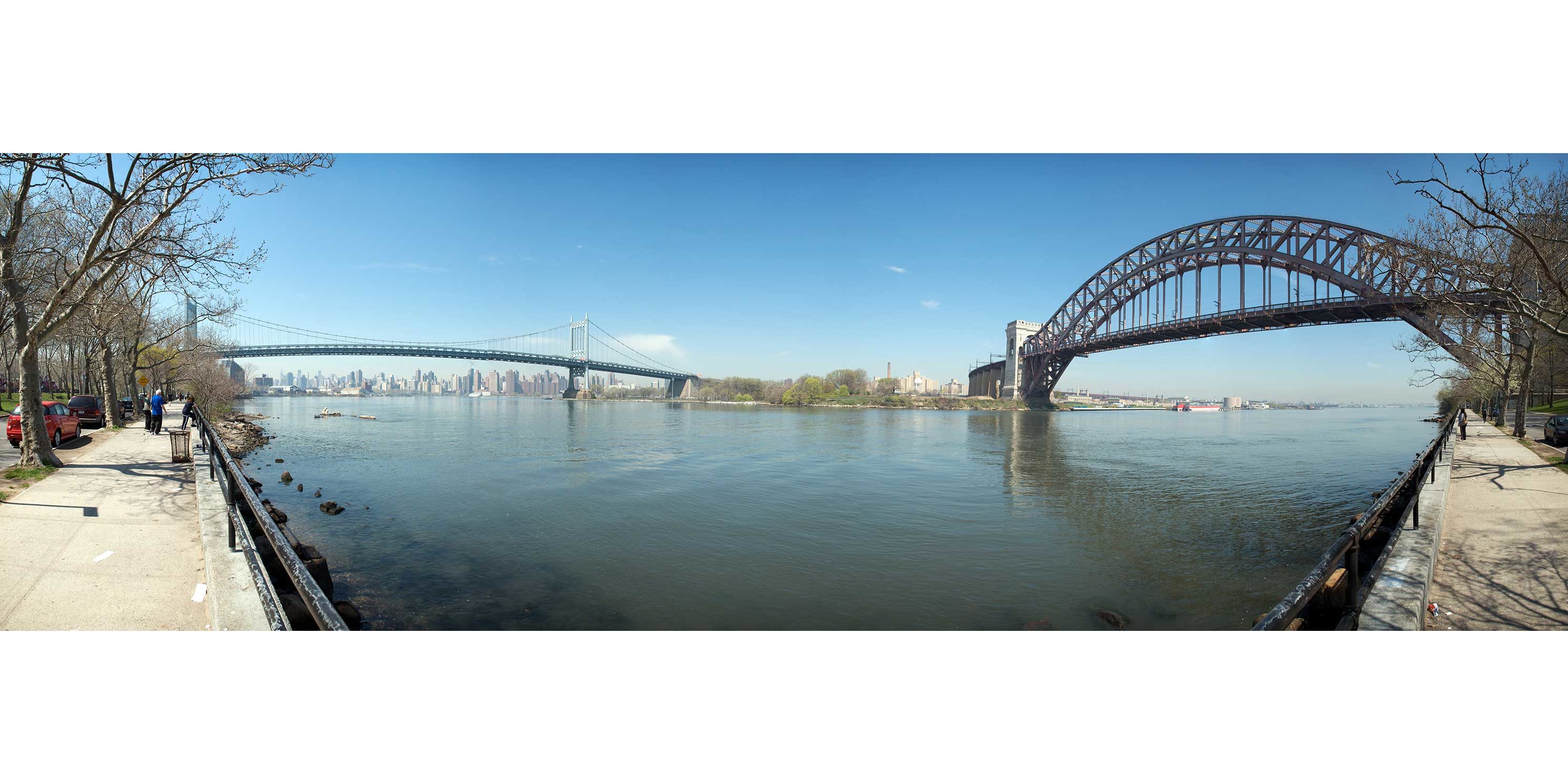 the Triborough (Robert F. Kennedy) Bridge and the Hell Gate Bridge as seen from Astoria Park