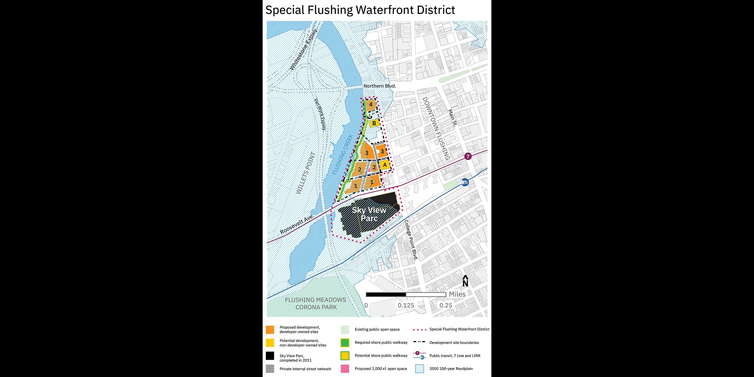 map of the Special Flushing Waterfront in Flushing, Queens