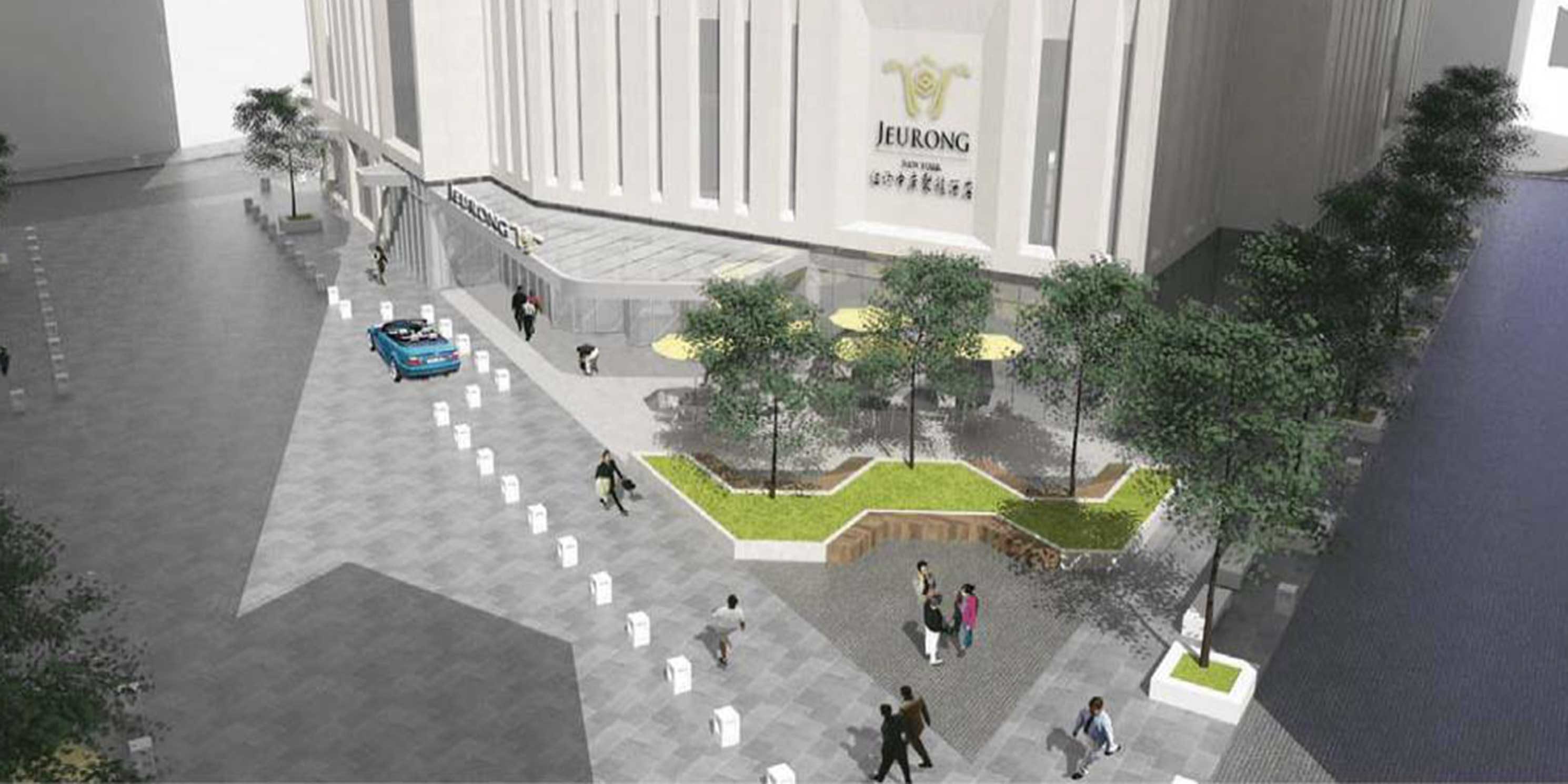 rendering of the public plaza in Flushing, Queens