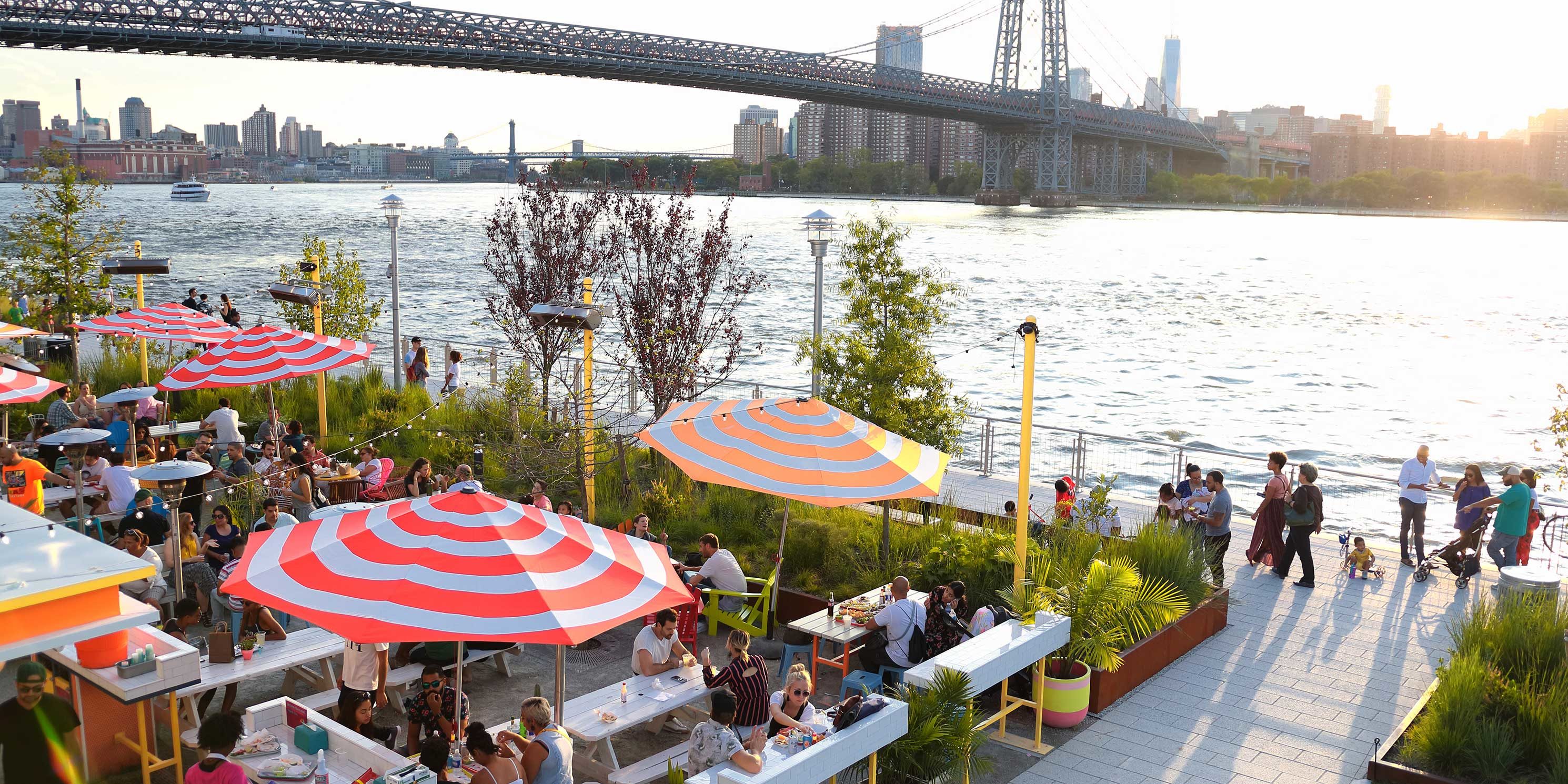 waterfront restaurant in Domino Park