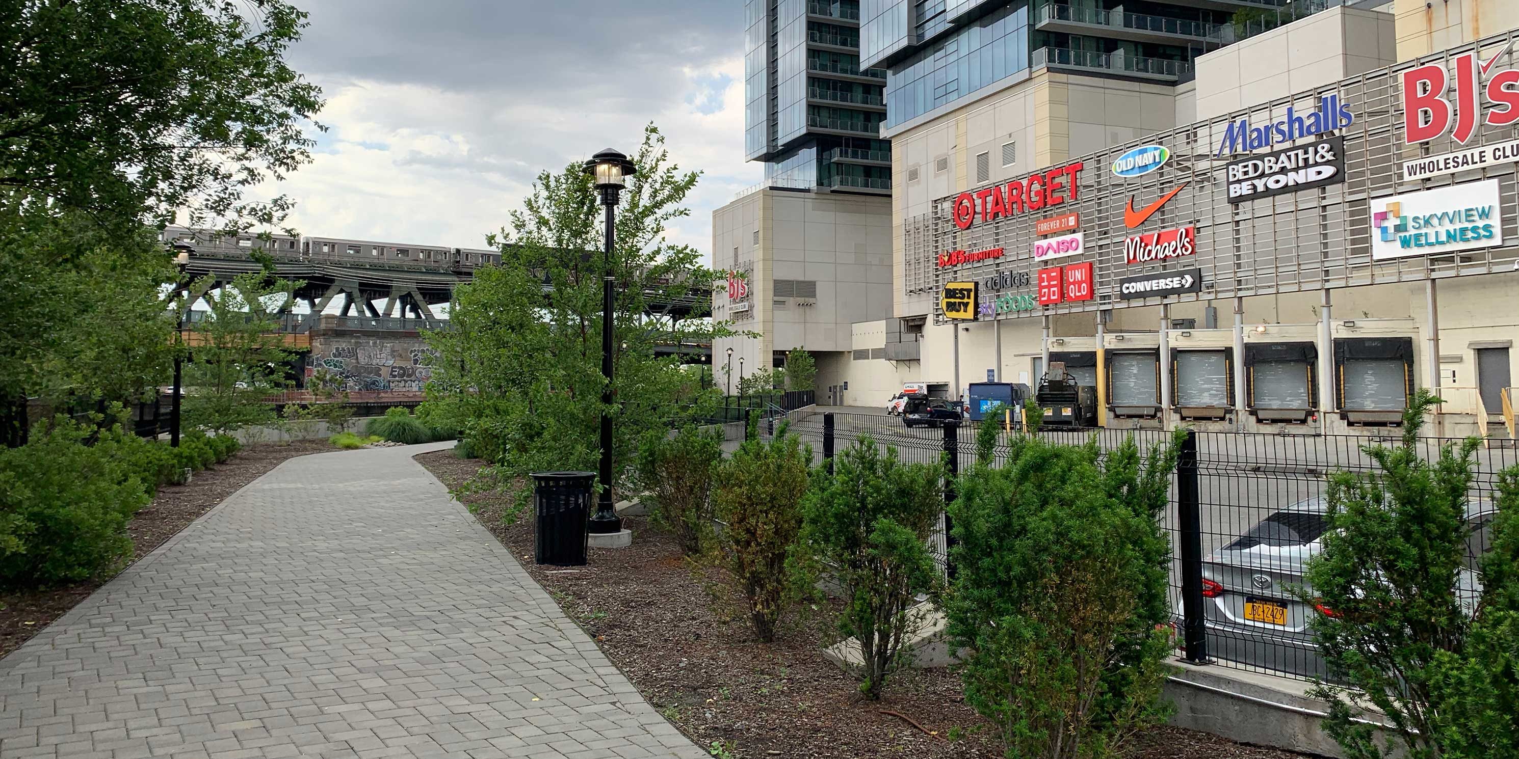 small park near Sky View Parc in Flushing, Queens