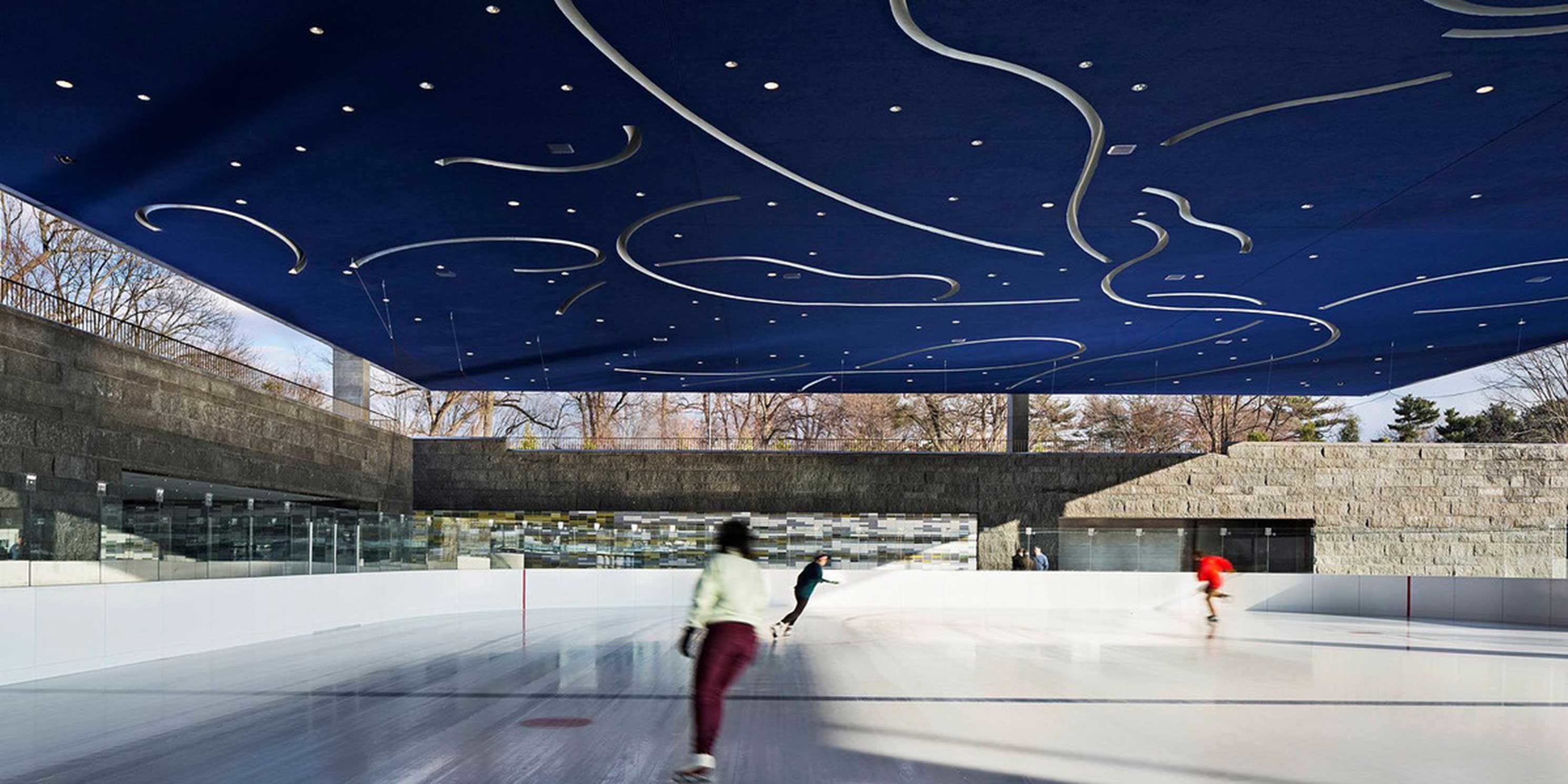 people ice skating at the LeFrak Center at Lakeside