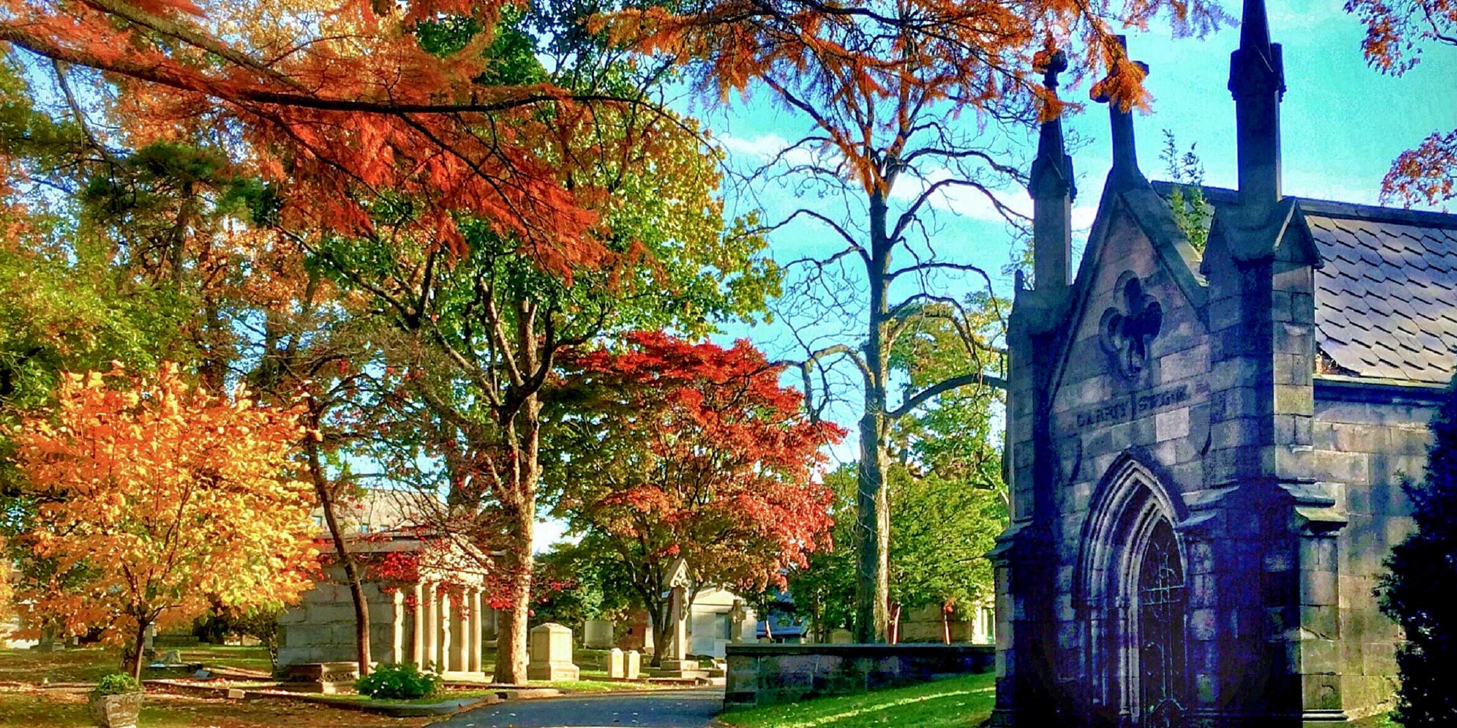 Trinity Cemetery in Autumn with leaves changing color