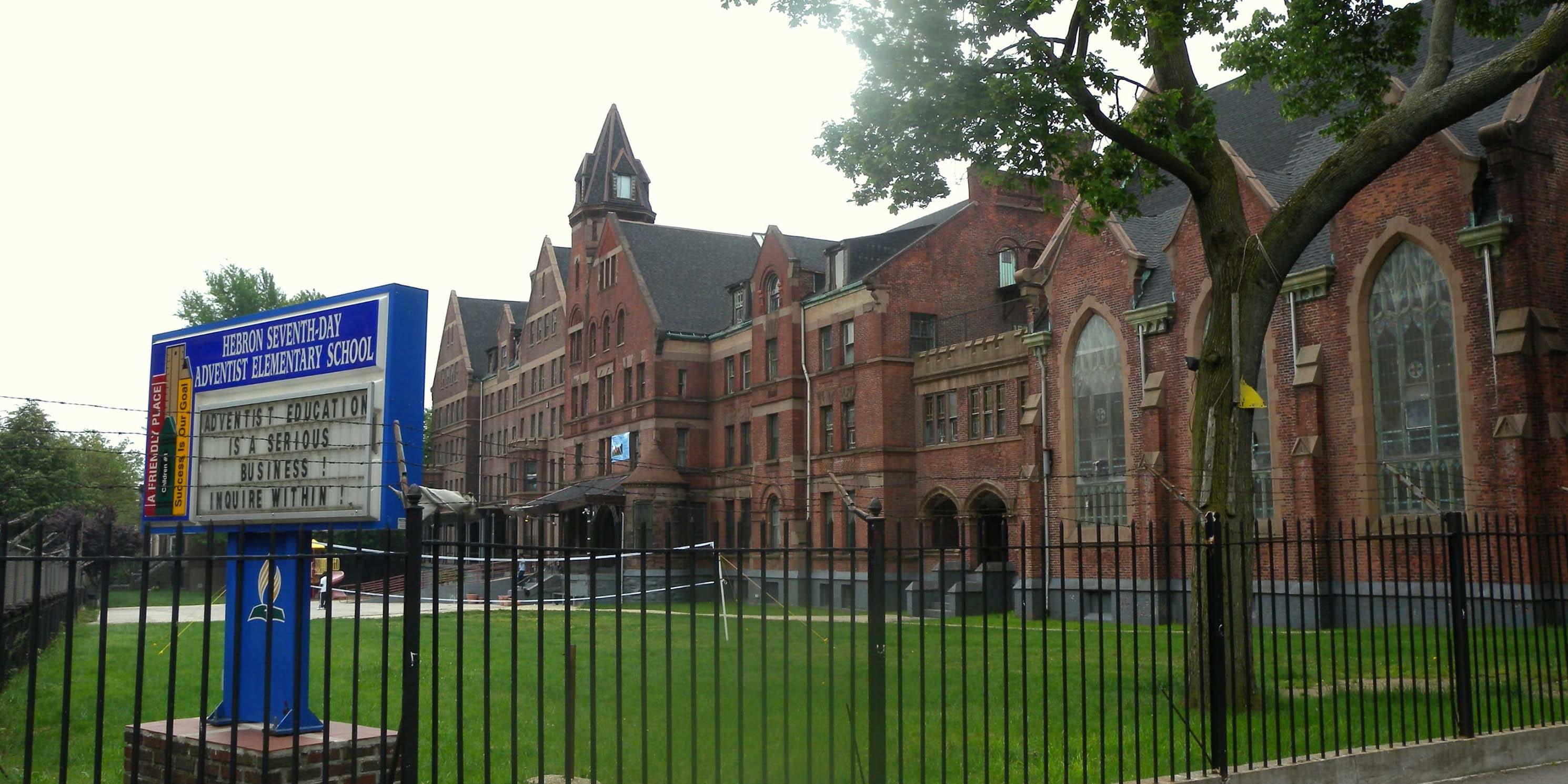 exterior of the Hebron Seventh-Day Adventist Bilingual School, Crown Hieghts, Brooklyn