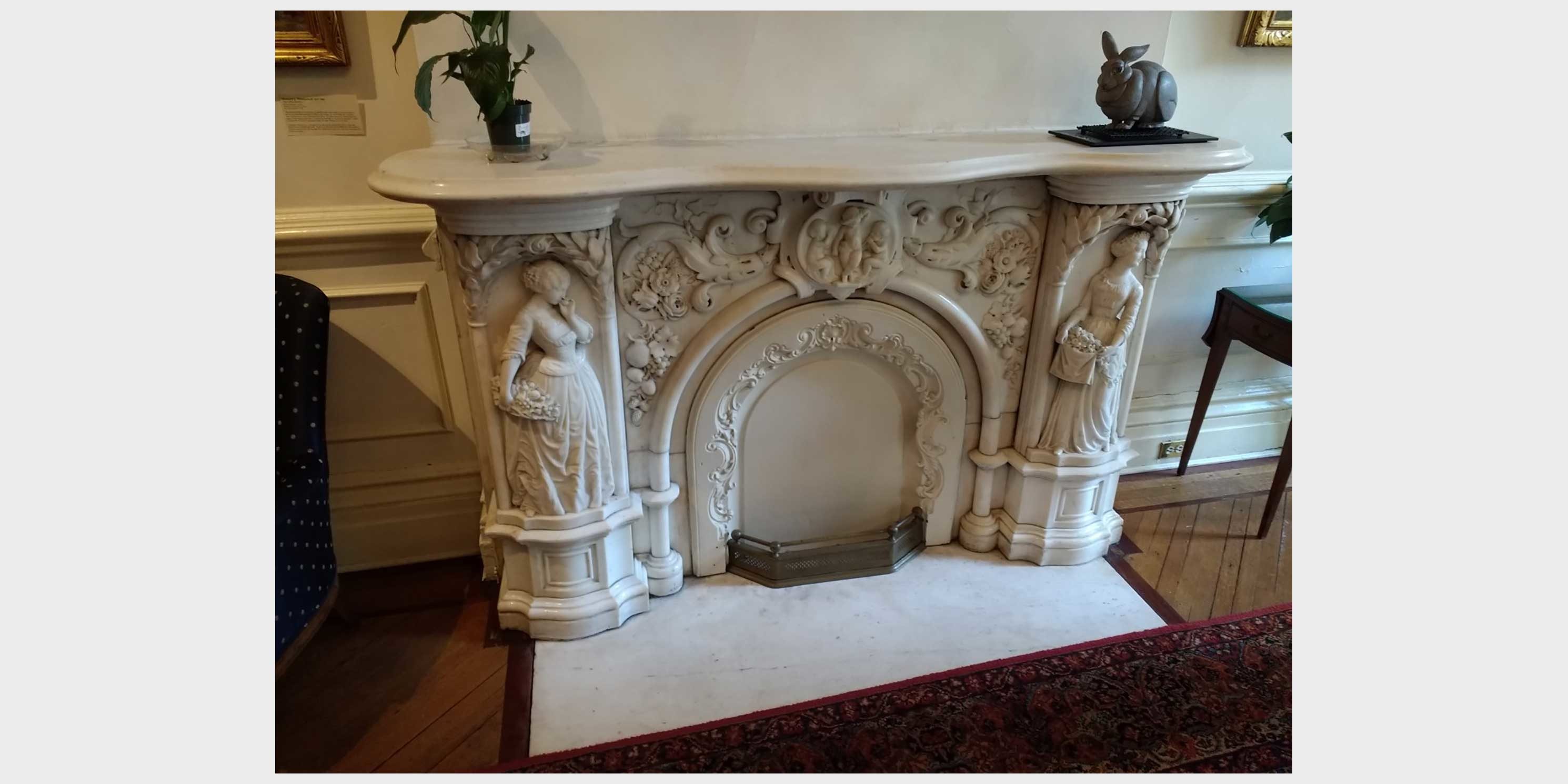 ornate marble fireplace at the Salamagundi Club