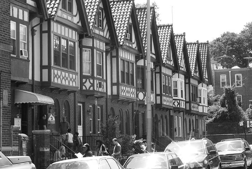tutor style row houses in the Prospect Lefferts Gardens neighborhood