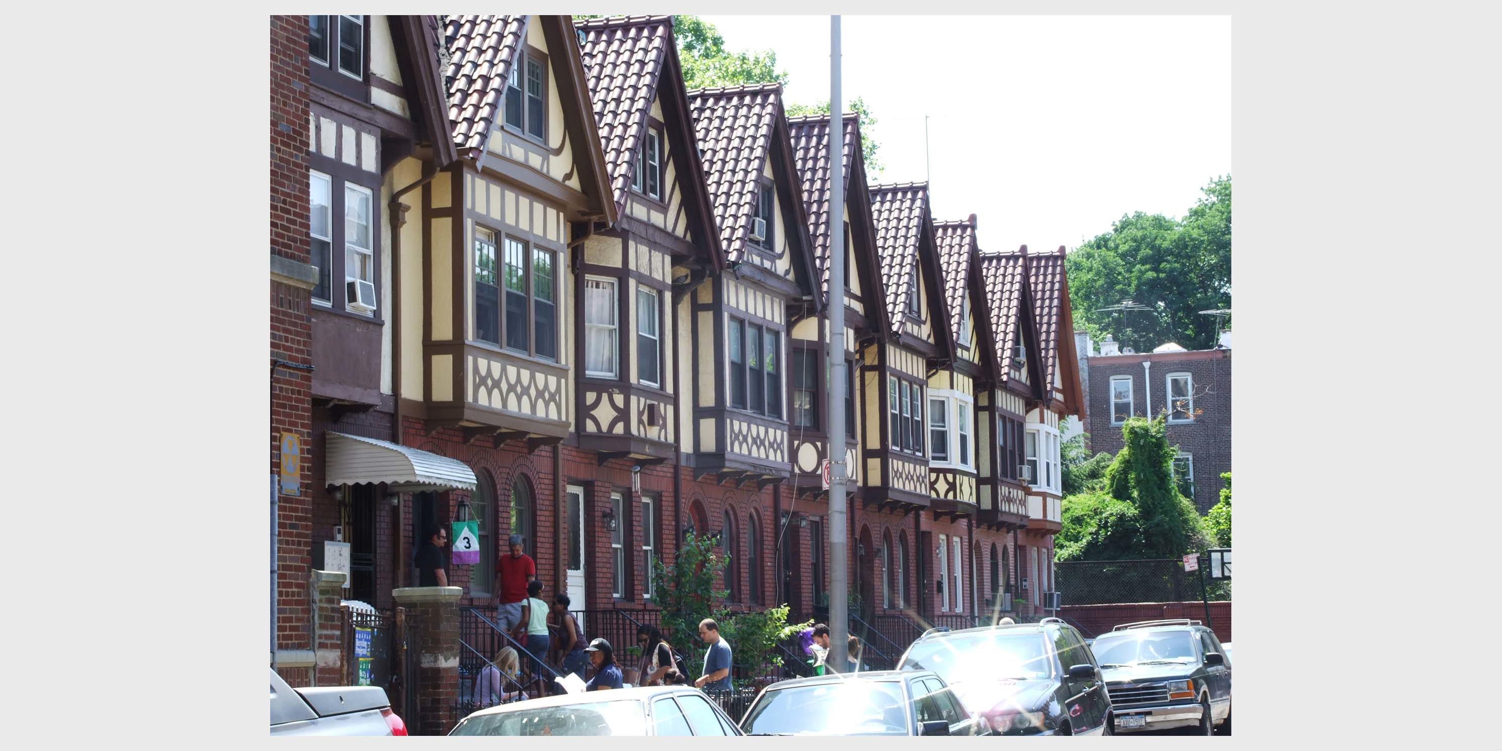 tutor style row houses in the Prospect Lefferts Gardens neighborhood