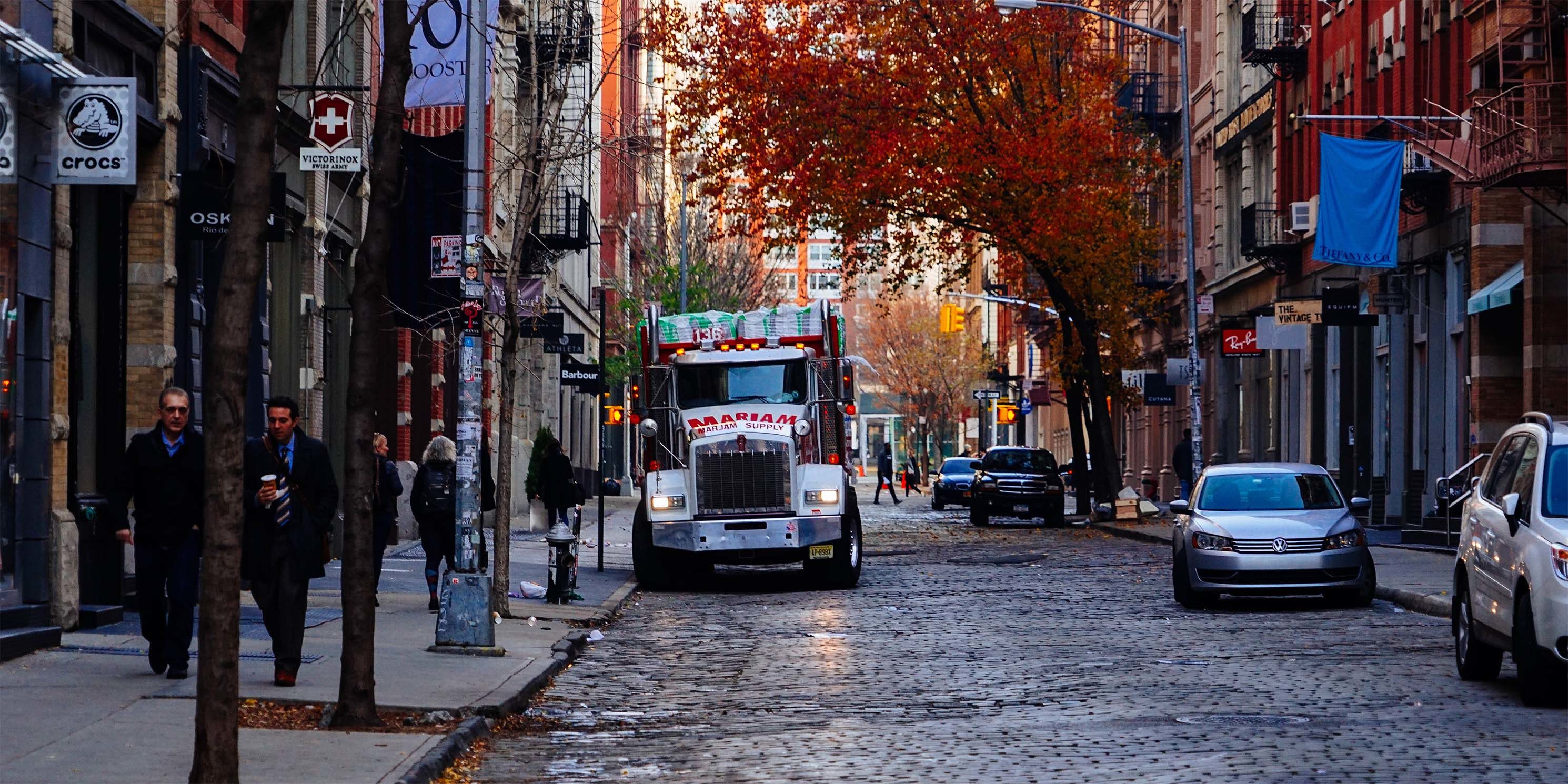 cobblestone street in Soho