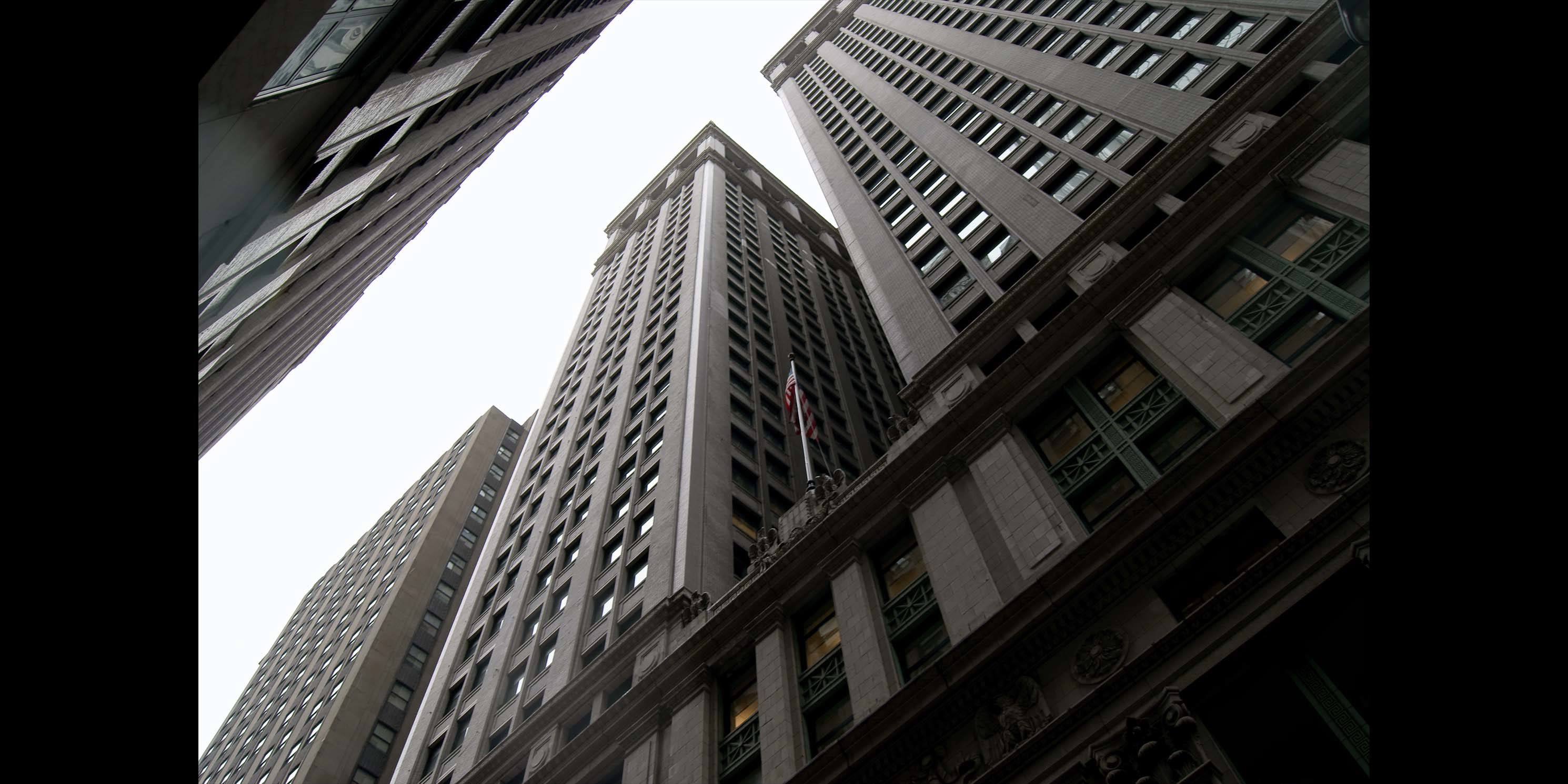 looking up at the Equitable Building in Manhattan